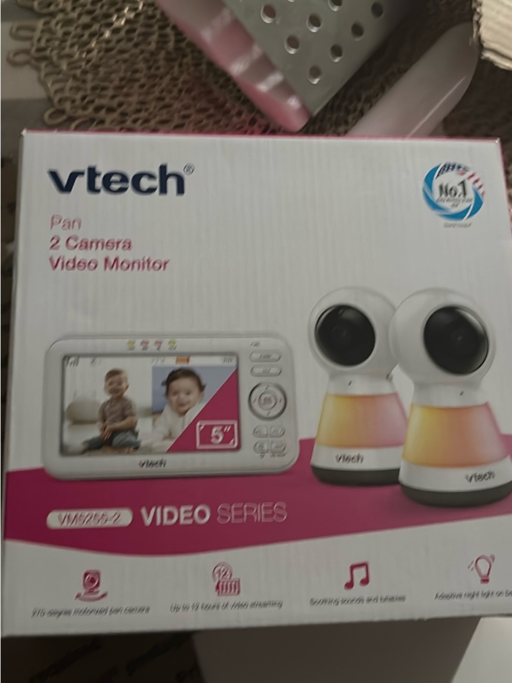 VTech 2-Camera Video Monitor in Pink and White with Nightlight Bases